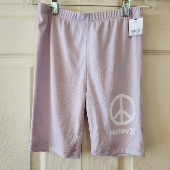 Children's Hurley Peace Sign Graphic Lilac Shorts Size 10 NWOT - Picture 1 of 6